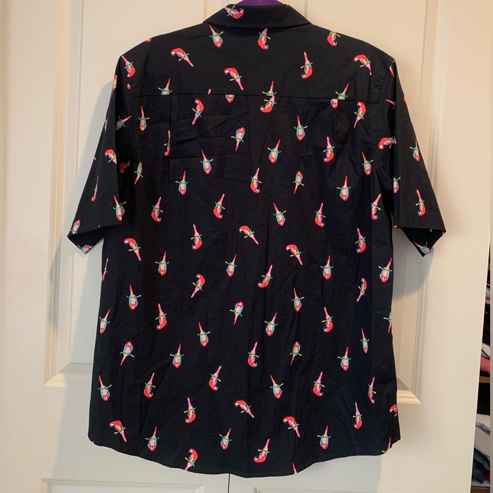 Black Parrot Print Button Down - Picture 2 of 4